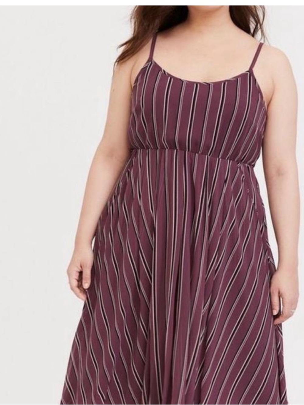 Plum Stripe Spaghetti-Strap Midi Dress